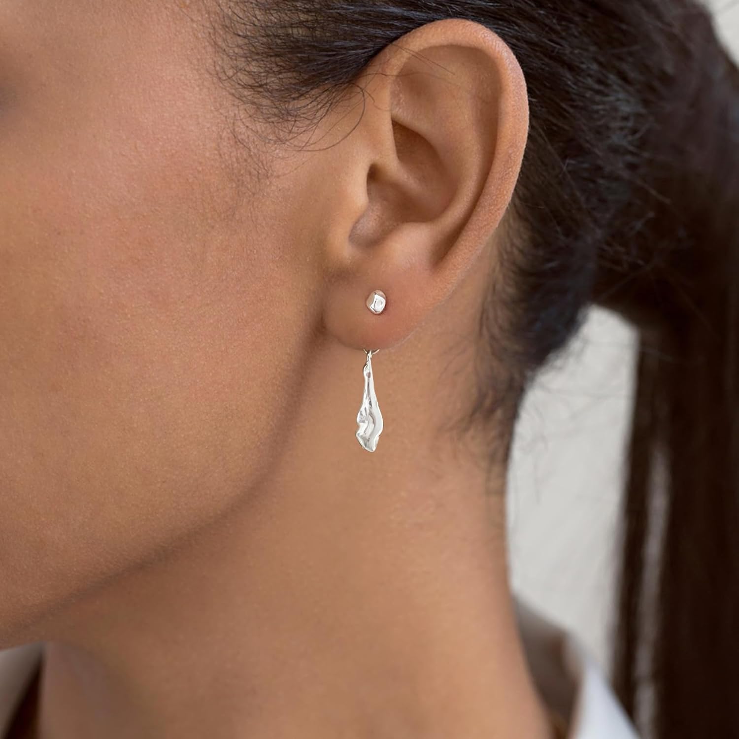 Small Teardrop Dangle Earrings for Women 925 Sterling Silver Post 14K Gold Plated Dainty Mini Irregular Stud Water Drop Earrings - Image 2