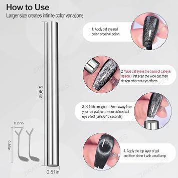 Double-Head Nail Magnet with Heart Shaped Cat-Eye Tool, Multifunctional Cat Eye Gel Nail Polish Magnet Pen, 3D Magnetic Nail Polish Stick for Home DIY, Salon, Studio, Nail Art Design Tools