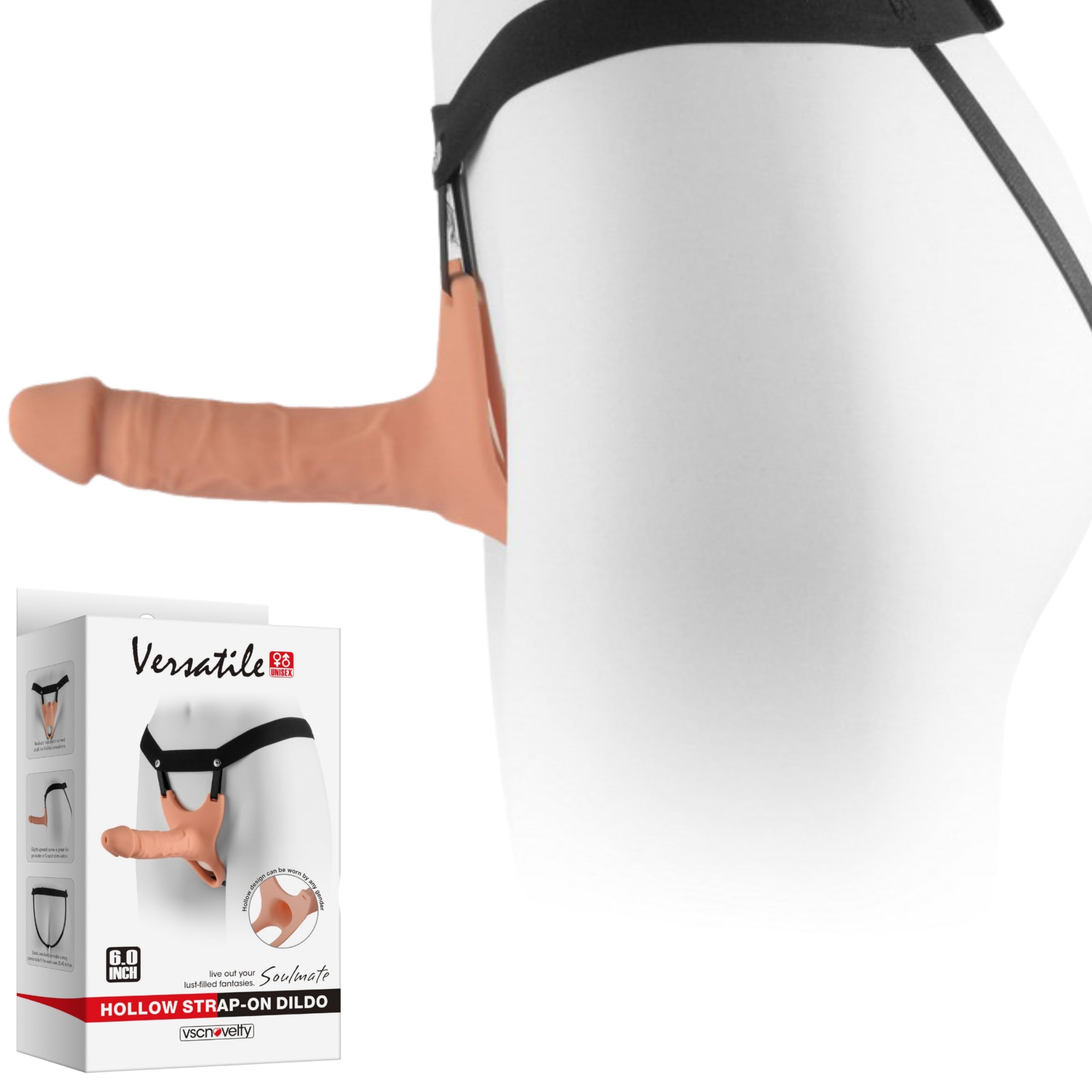 FOPS Strap-On cavo per uomini 15 cm, pene realistico estensibile, dildo da allacciare con vene, apertura scrotale, cintura regolabile, guaina cavo in silicone per coppie umschnall-dildos D62