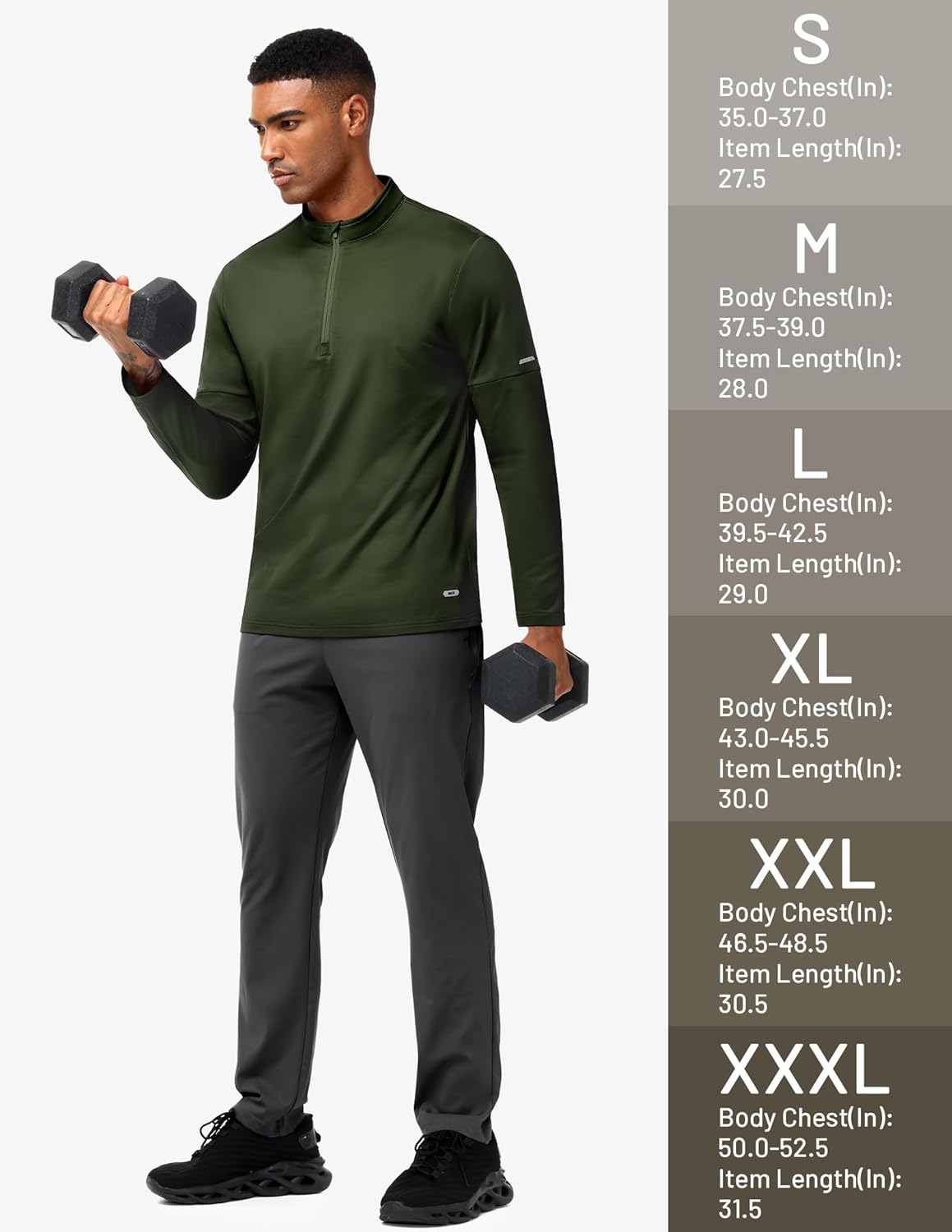 MIER Golf Quarter Zip Pullover for Men Dry Fit Long Sleeve Fleece Lined T-Shirts for Running Athletic Workout Gym, Midweight - Image 6
