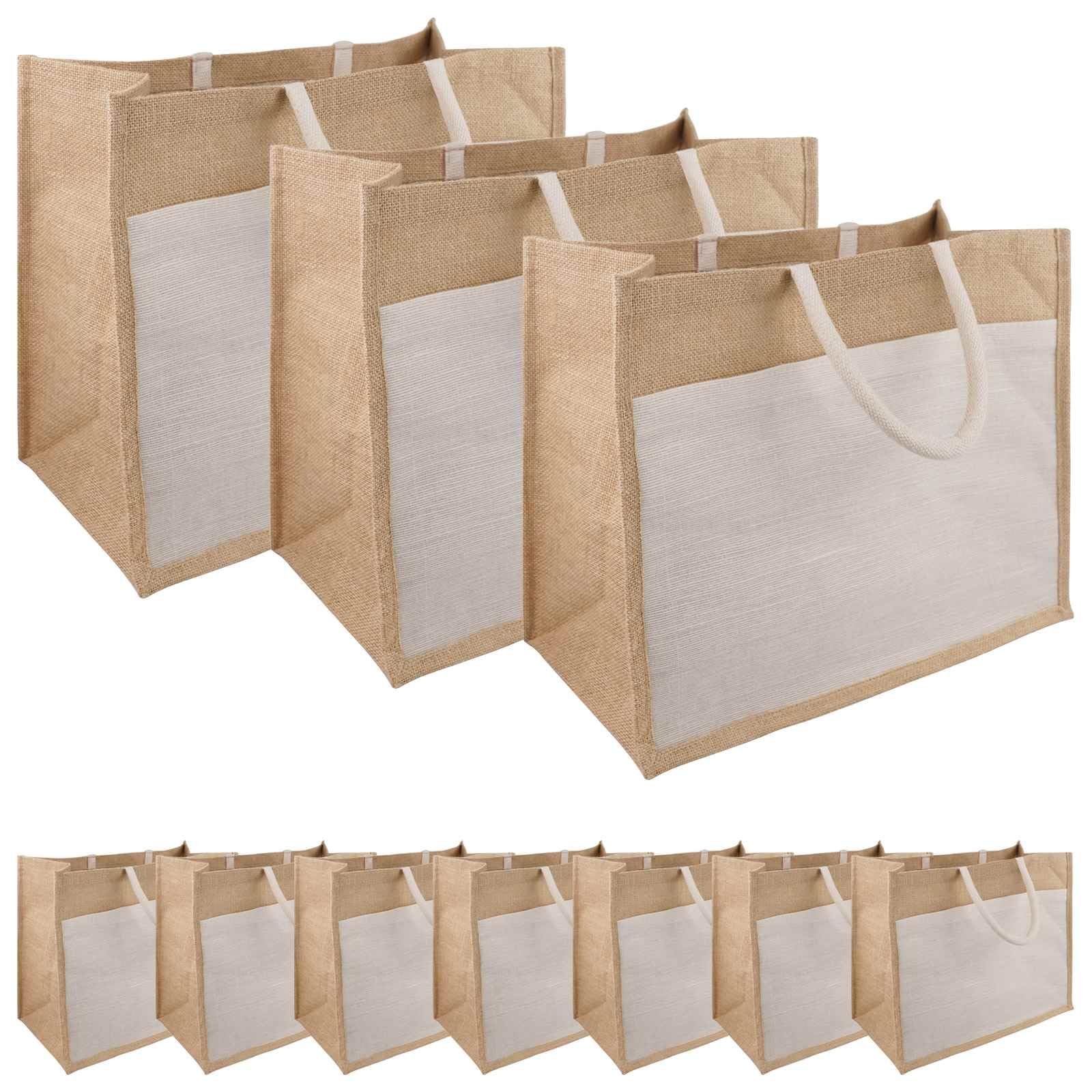 Jute-Handtaschen mit Tasche 5 Natürlich und Weiß