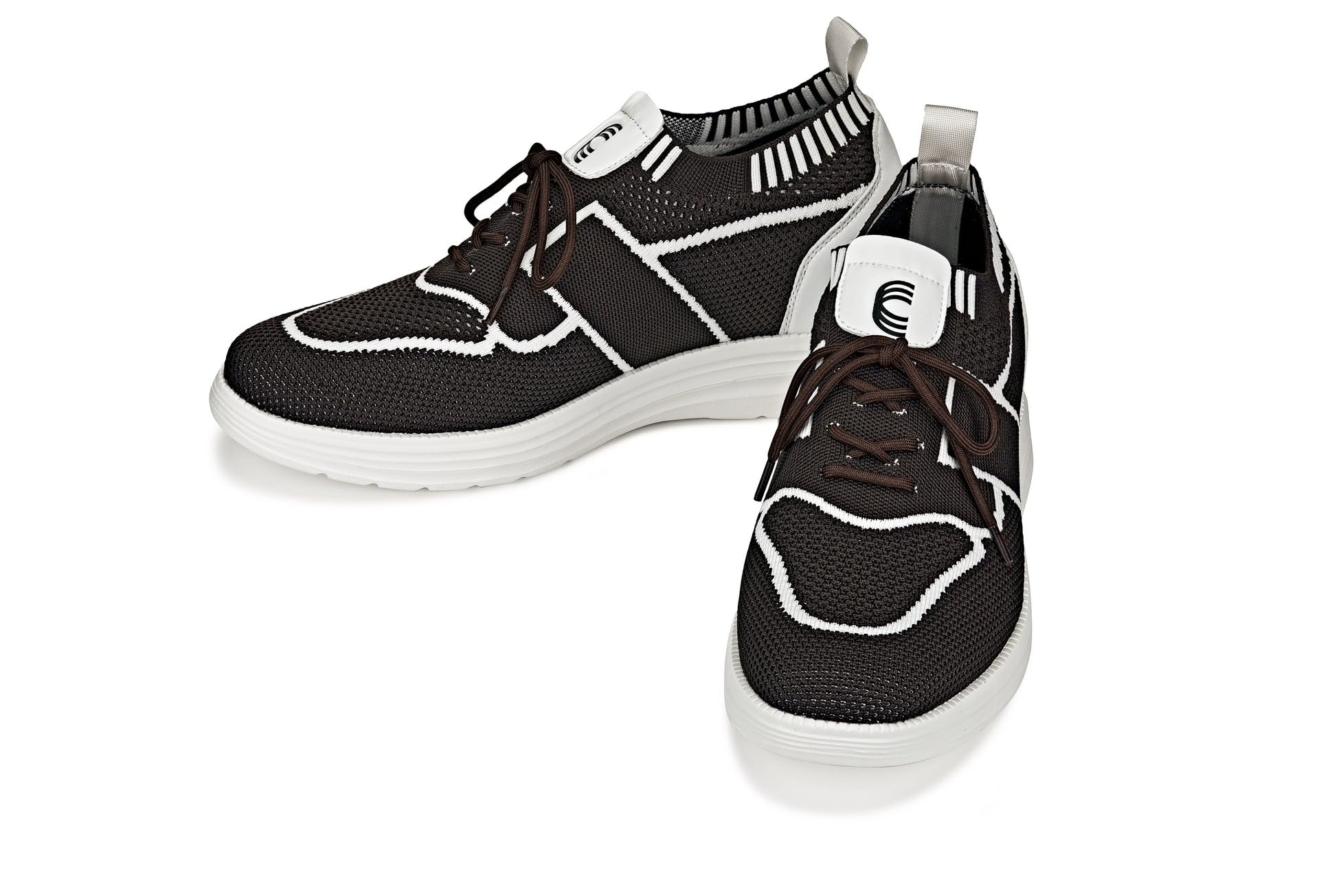 CALTO Zapatos de elevación invisibles para hombre con aumento de altura, ultraligeros, con cordones, deportivos, de punto, de 2.8 pulgadas más altos