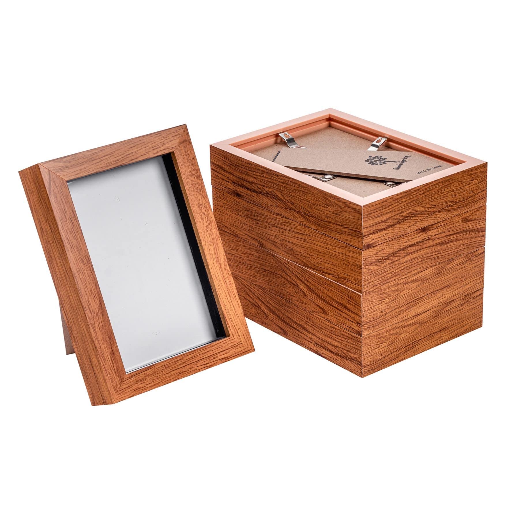 Nicola Spring 3D Shadow Box Photo Frames - 4 x 6 (10 x 15cm) - Pack of 5 - Dark Wood 3D Photo Frame Picture Frame Box Small Portrait Display Case for Crafts, Keepsakes, Wedding, Graduation