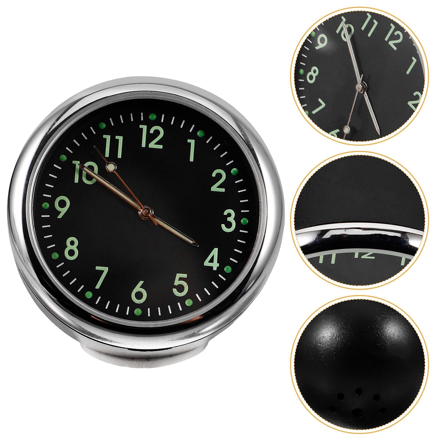 NUOBESTY Mini Car Clock for Dashboard with Luminous Display and Easy Installation Black Metal Automotive Clock for Vehicle Time Reading Stick