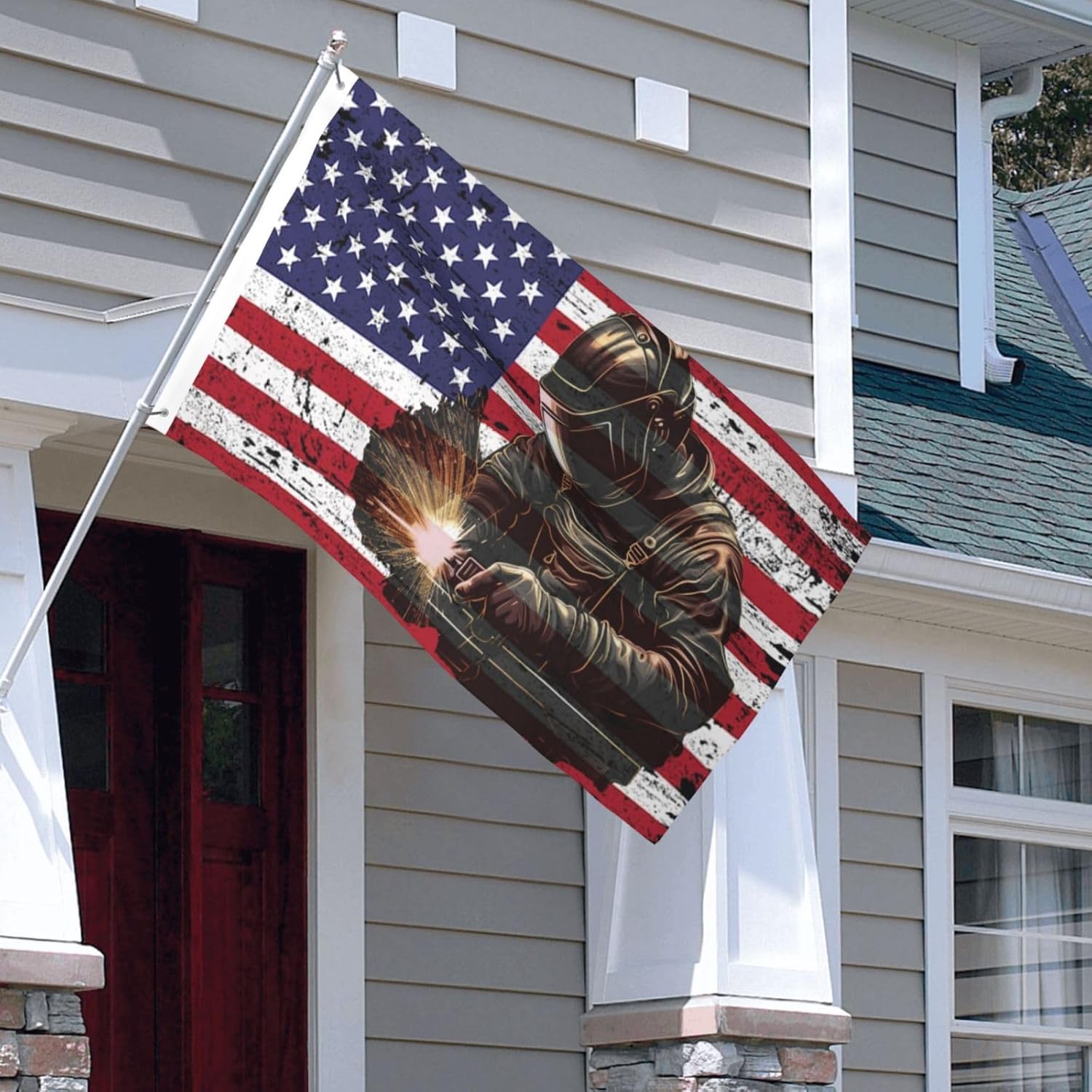 Welding American Flag 3x5 Ft Flag - Durable Polyester, Double-sided Design for Outdoor or Indoor Use
