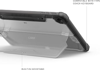 URBAN ARMOR GEAR UAG Designed for Microsoft Surface Pro 1st Edition 12 Case - Rugged Transparent Clear Protective Cover with Multi-Angle Built-in Kickstand & Pen Holder Military Grade, Plyo Ice/Ash