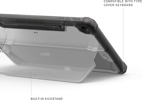 URBAN ARMOR GEAR UAG Designed for Microsoft Surface Pro 1st Edition 12 Case - Rugged Transparent Clear Protective Cover with Multi-Angle Built-in Kickstand & Pen Holder Military Grade, Plyo Ice/Ash