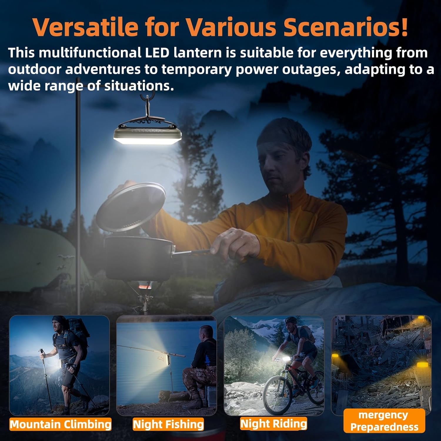 DOTWISE Camping Lantern Rechargeable 10000mAh, Lanterns for Power outages Max 1500LM Camping Lights up to 150Hours,Stepless Dimming & 6 Modes, IPX4 Waterproof,(Green)