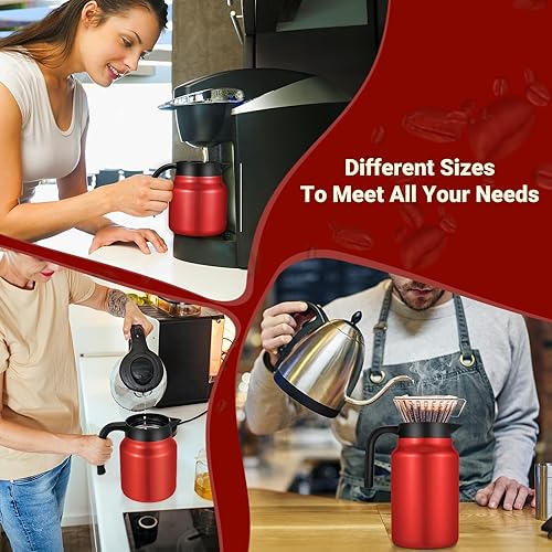 Miniatura 23 de Jarras térmicas de café de 51 onzas para mantener el calor/frío, jarra de café de acero inoxidable, jarra de agua aislada a prueba de polvo