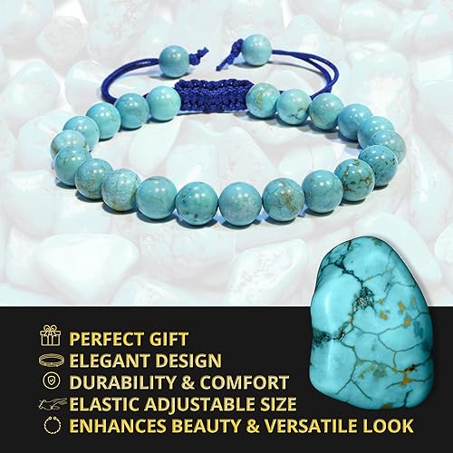Vista 48 de Adjustable Crystal Bracelet – Gemstone Bead Bracelet with Adjustable Macrame String – Chic Gemstone Bracelet for Men and Women – 8mm Round Healing