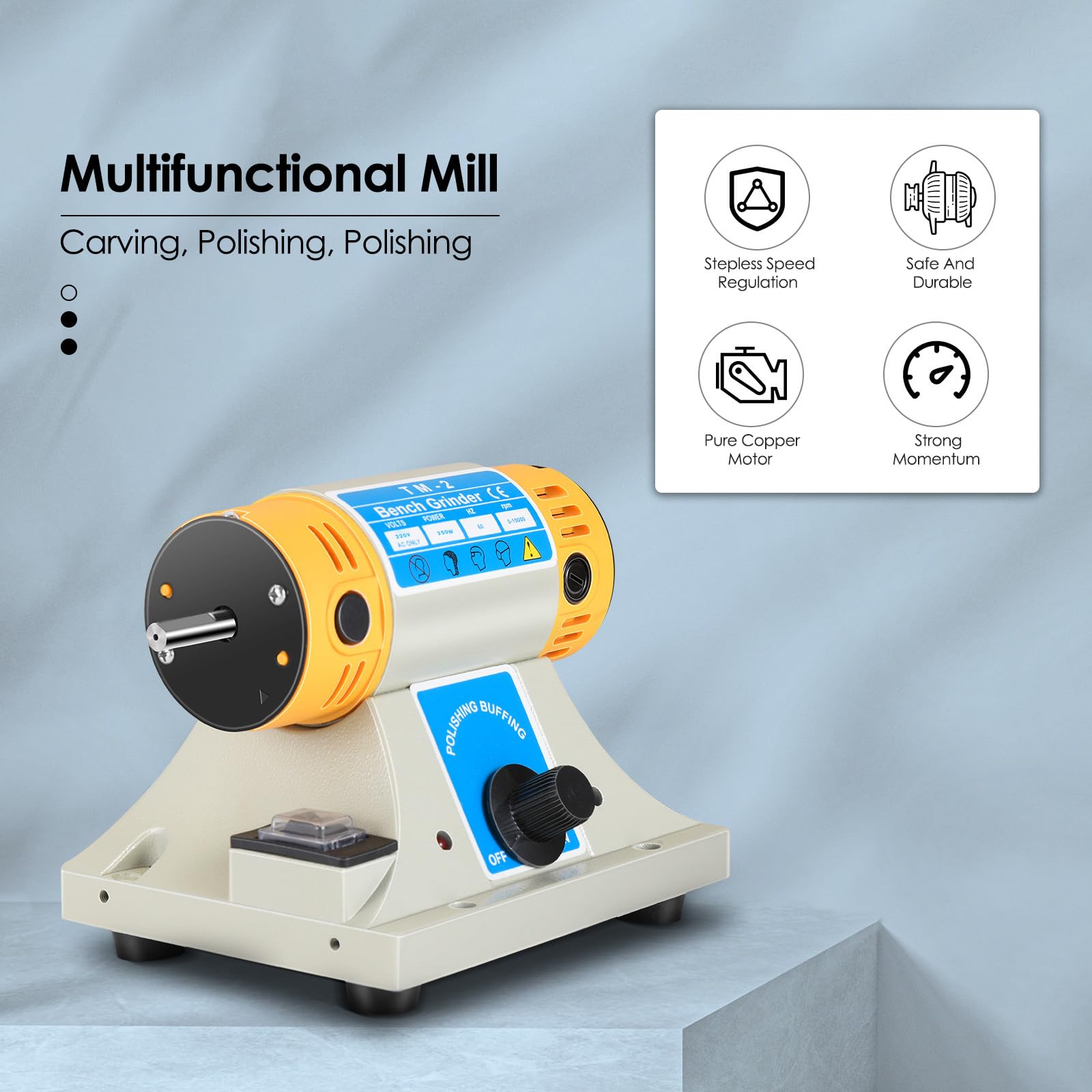 Lucidatrice da banco 350W 10000 rpm Piccola macchina per il taglio e la lucidatura della giada da tavolo multifunzionale per la lavorazione del legno Rettificatrice per gioielli
