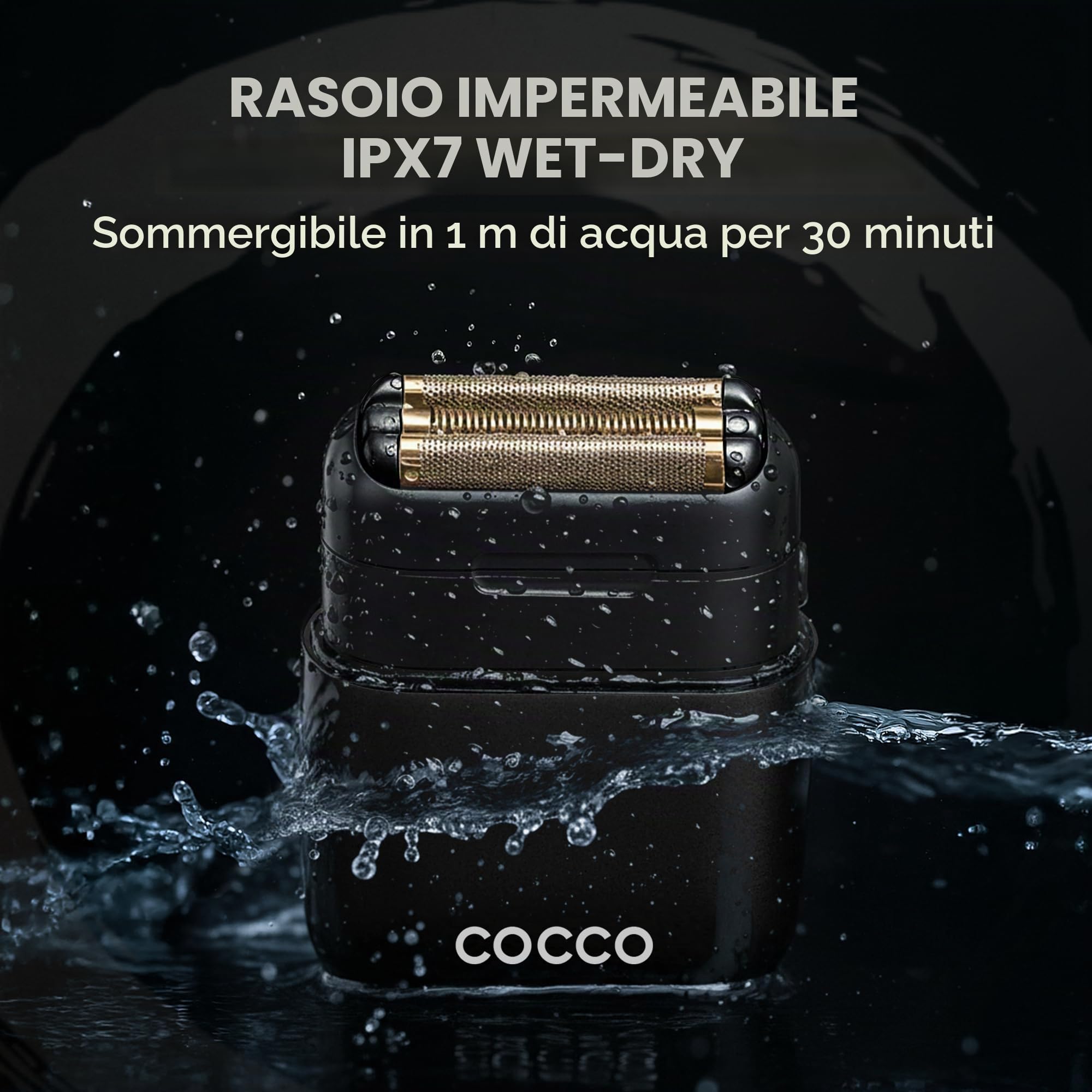 COCCO IMPACTO - Rasoio elettrico da uomo, tripla lamina d'oro, rasoio elettrico per uomini calvi, uso bagnato e asciutto, testina magnetica sostituibile, acceleratore intelligente, durata 90 minuti