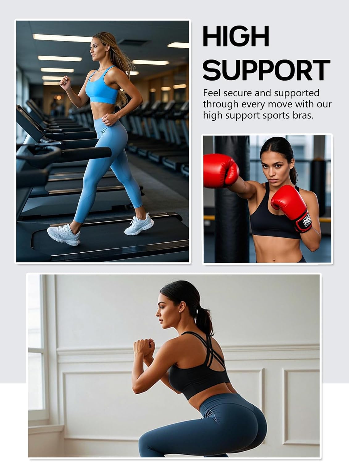 Sports Bras for Women High Support, High Impact Running Criss Cross Strappy Bra Crop Top, Molded Cup, Hook and Eye Closure - Image 5