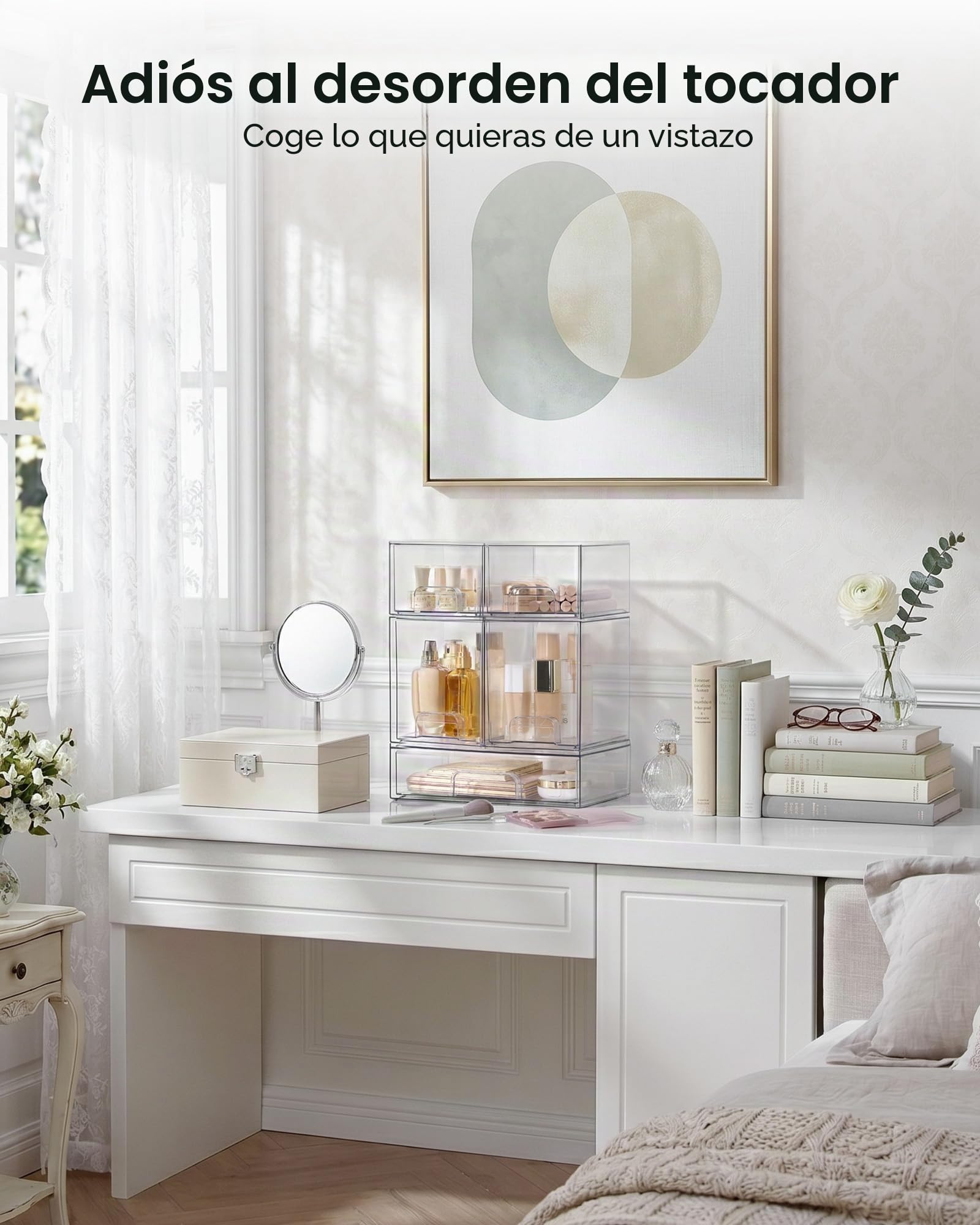 Vtopmart - Juego de 5 cajones de almacenamiento apilables, contenedores organizadores transparentes de plástico para biberones, almacenamiento de artículos de belleza, ideal para encimera de cocina