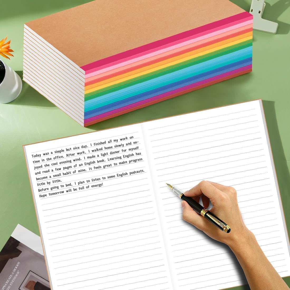 Yaridar (15-Pack) Composition Notebooks - 8.5" x 11" Kraft Cover Lined Journaling Notebooks, 30 Sheets/Pack, 15 Colors for Home/School/Office Supplies image 5