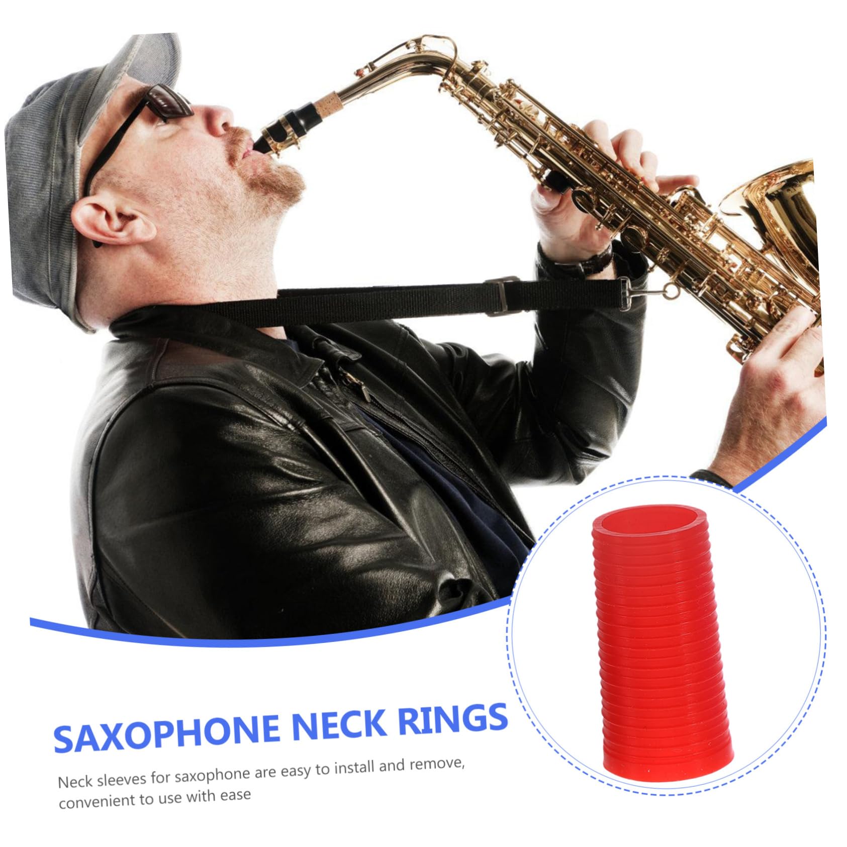 ibasenice Anelli in Silicone per Collo del Sassofono, 3 Pezzi, Facili da Rimuovere, Migliorano la Qualità del Suono per Sax Tenore e Accessori Fiati