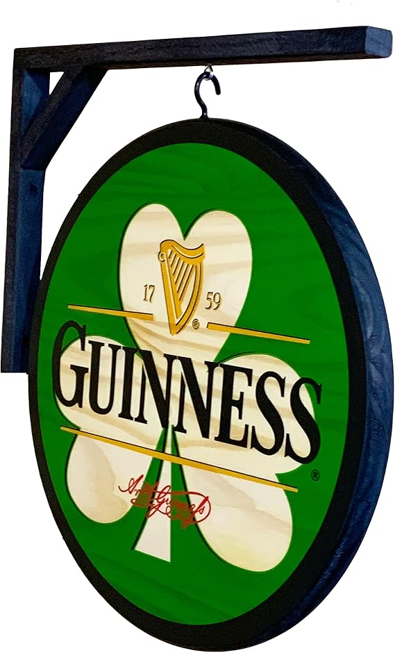 Guinness Shamrock Double-Sided Pub Sign Green, Black, red