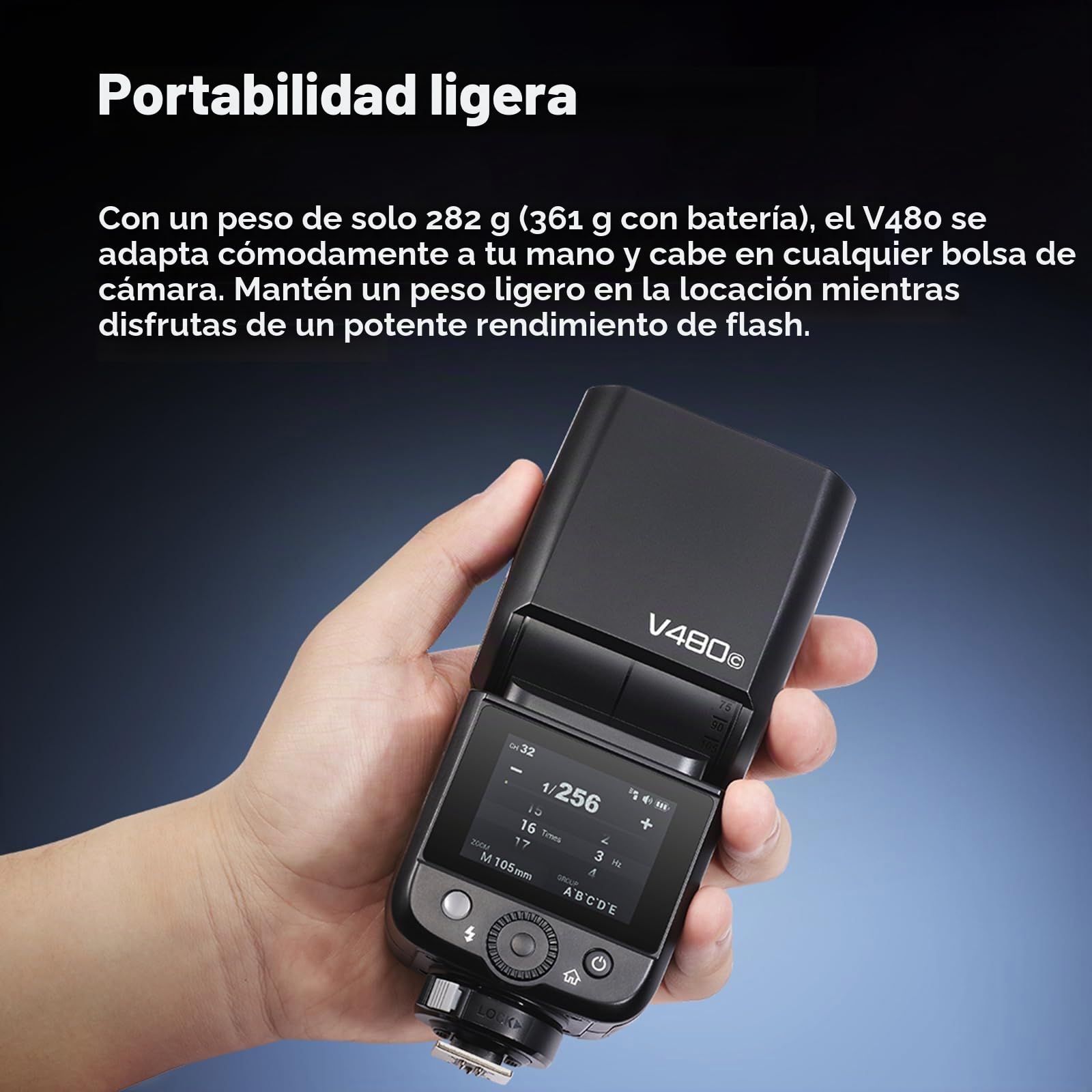 Godox V480 C Flash para Cámaras Canon,V480-C TTL Flash con Difusor y Pantalla Táctil,GN50 1/8000 HSS 7.2 V/2200 mAh Batería,V480C Speedlite Compatible con Canon R6 Mark II R10 R7 R100 EOS-R R5 R6