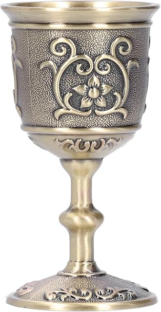 Wine Cup, European Vintage Wine Cup Bronze Metal Red Wine Goblet Home Art Craft Decoration Royal Chalice Whiskey Drink Party Supplies(L)