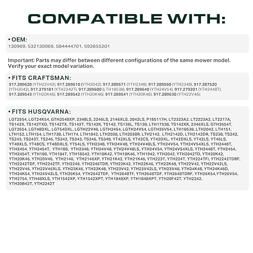 Miniatura 4 de UDC Parts 532130969 592855201 130969 Correa de transmisión para Husqvarna YTH22V46 532 13 09-69 YTH18542 YTH24K48 YTH2348 YTH24V48 LGT2654 LGT2554