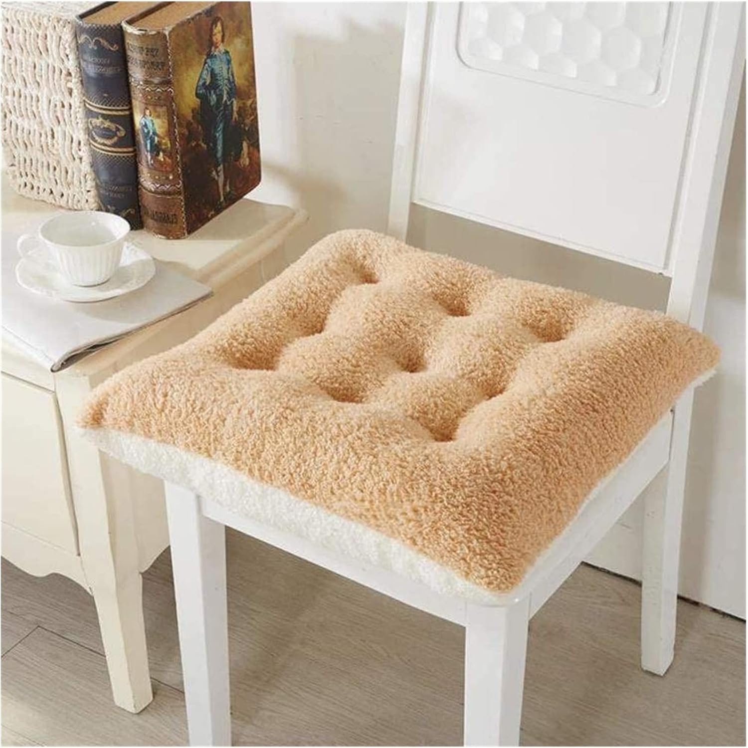 Tufted Thicken Cushion, with Ties Chair Pad Square Floor Pillow Tatami Floor Cushion Dining Chair Cushion for Patio Office Kitchen (Color : A, Size : 40x40cm(16x16inch))
