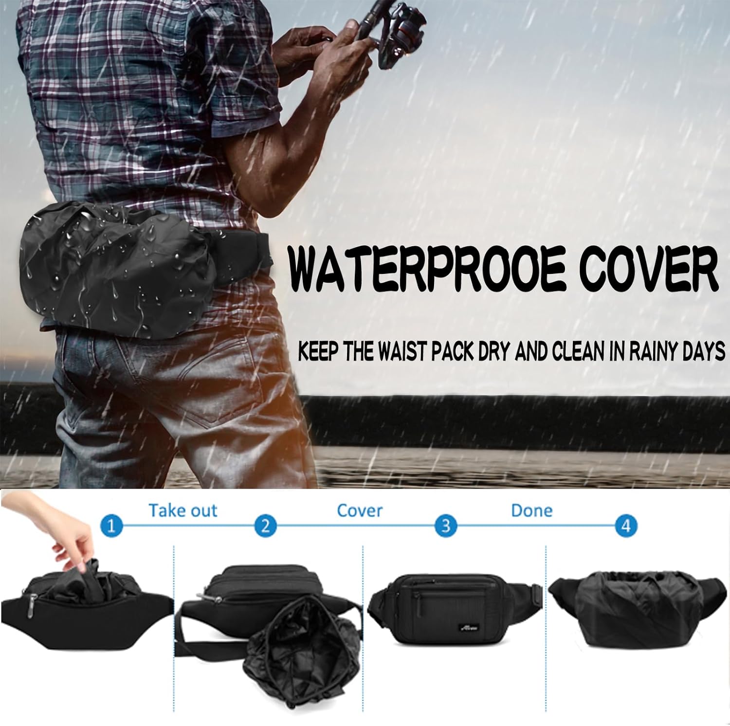 Waist Pack Bag Fanny Pack for Men&Women Hip Bum Bag with Adjustable Strap for Outdoors Workout Traveling Casual Running Hiking Cycling (New Black) - Image 5