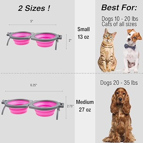 Miniatura 3 de Loving Pets Bella Roma - Cuencos plegables para perros con doble comedor, cuencos de silicona para perros, cuenco plegable, artículos esenciales