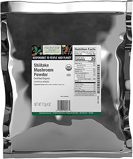 Frontier Co-op Organic Shiitake Mushroom Powder, 1/4lb Bag - Rich Umami Mushroom Powder for Coffee, Smoothies, Soups and Tea