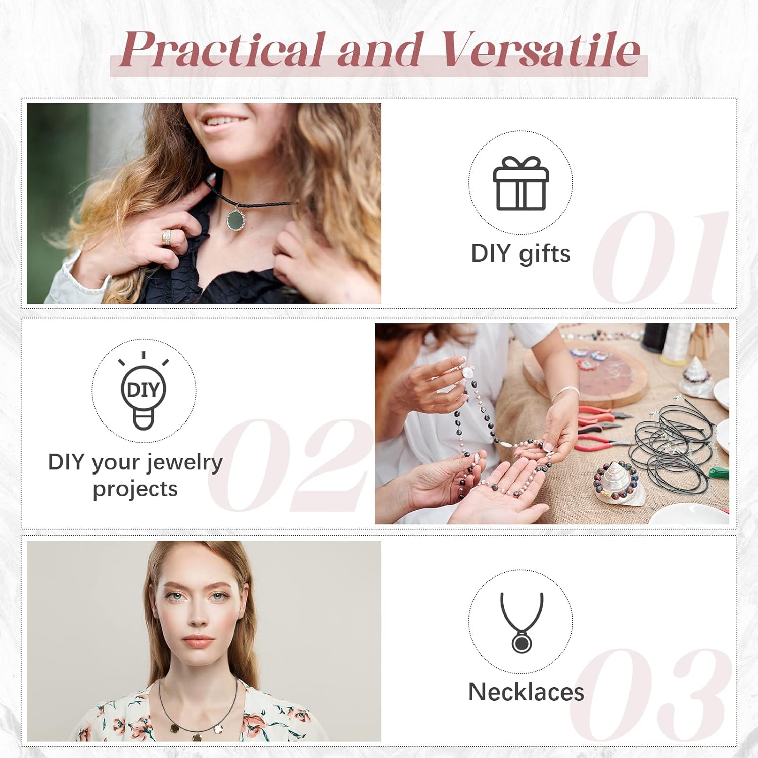 500 Pieces Waxed Necklace Cord Bulk 1.5 mm Black Waxed Cotton Cord with Clasp Necklace String for Bracelets Black Necklace Cords Bulk Necklace Rope for DIY Jewelry Making and Beading Supplies - Image 4