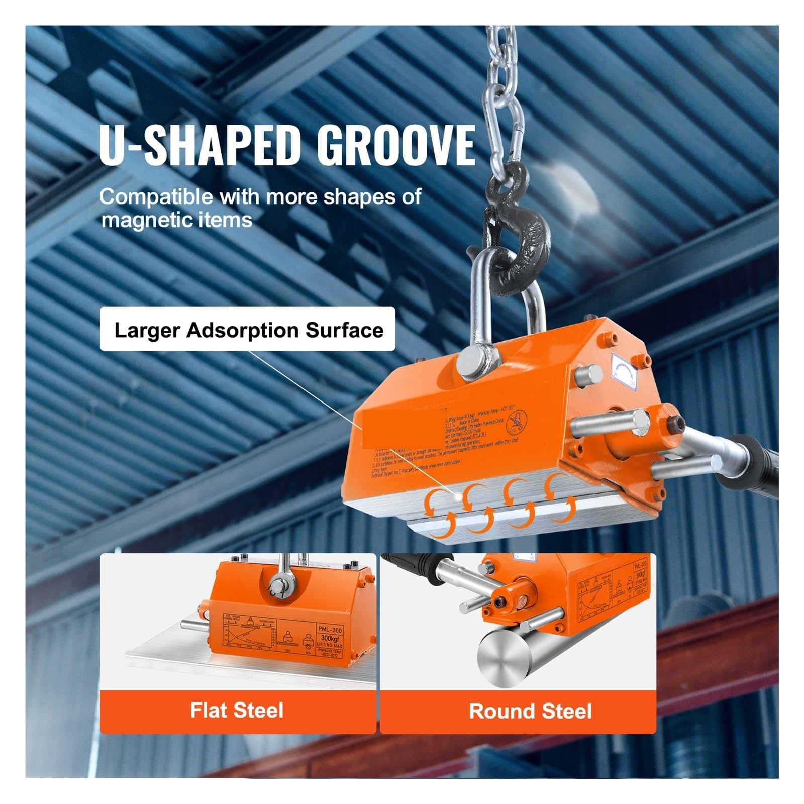Sollevatore Magnetico Permanente Da 100 Kg A 2000, Capacità Di Trazione, Fattore Sicurezza 2,5, Magnete Sollevamento In Neodimio E Acciaio,Campo Pronto(100 Kg)