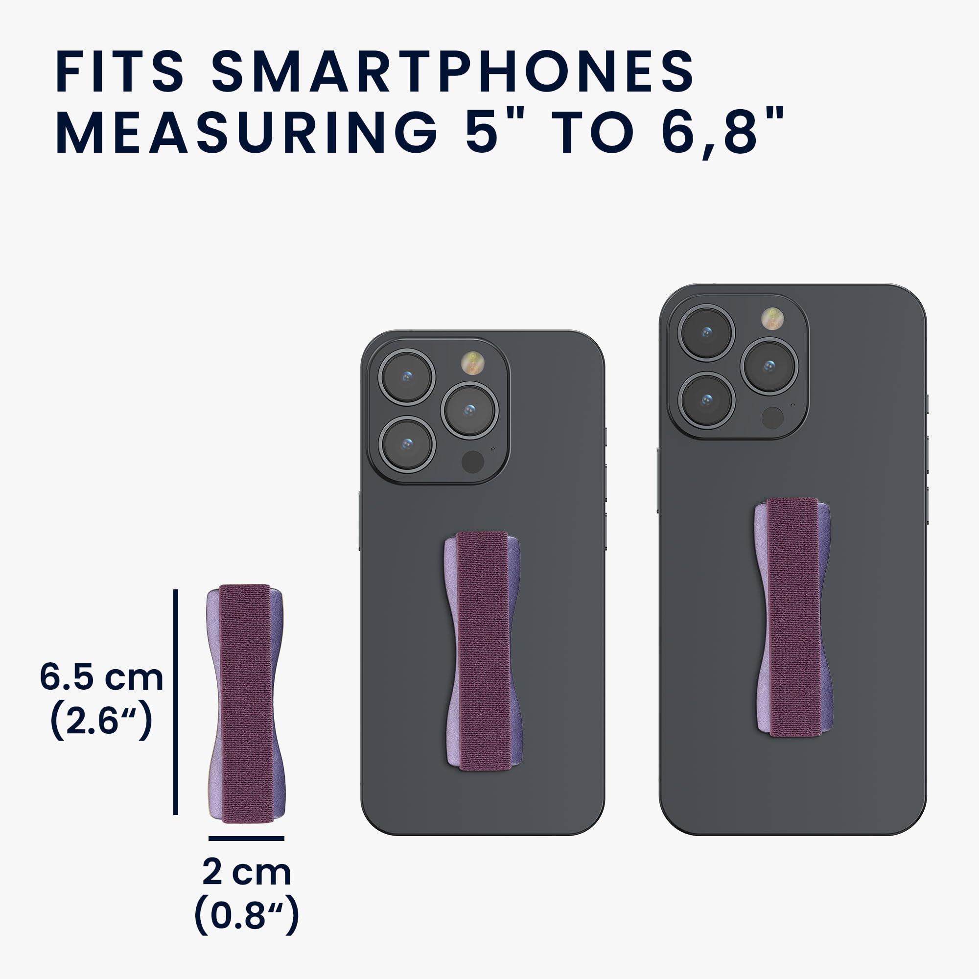 kwmobile Supporto Dita Cellulare - Set 3x Fasce Elastiche Sostegno Antiscivolo Antiurto Telefonino Supporto Universale - Finger Holder Phone bordeaux metallizzato/mora/mora