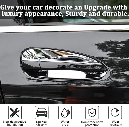 Miniatura 9 de Insertos para manija de puerta para Mercedes-Benz C W204 GLK X204 ML GL GLS GLE Class W166 X166 2013 2014 2015 2016 2017 2018, cubierta protectora
