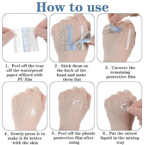 100Pcs Makeup Hand Mixing Palette Single Use Professional Makeup Artist Must Haves Disposable Transparent Waterproof Cosmetic/Foundation Tray Adhesive Tape for Women Girls