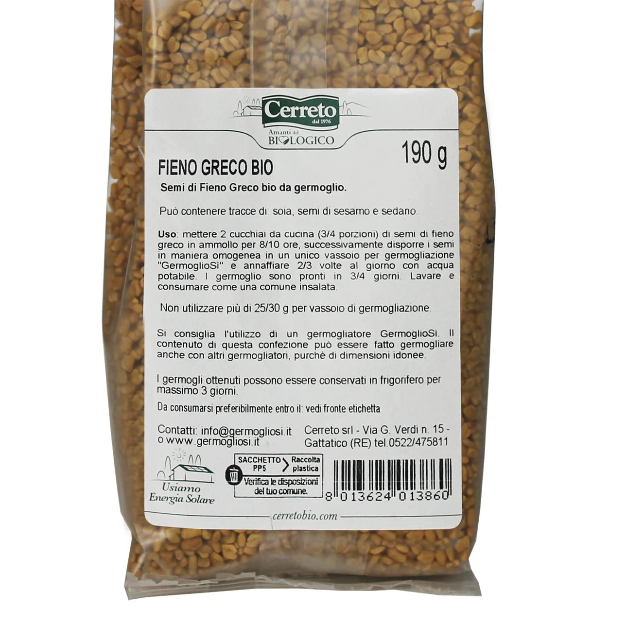 Semi da germoglio di FIENO GRECO selezionato di ALTISSIMA QUALITA' 190 gr. Confezione RISPARMIO