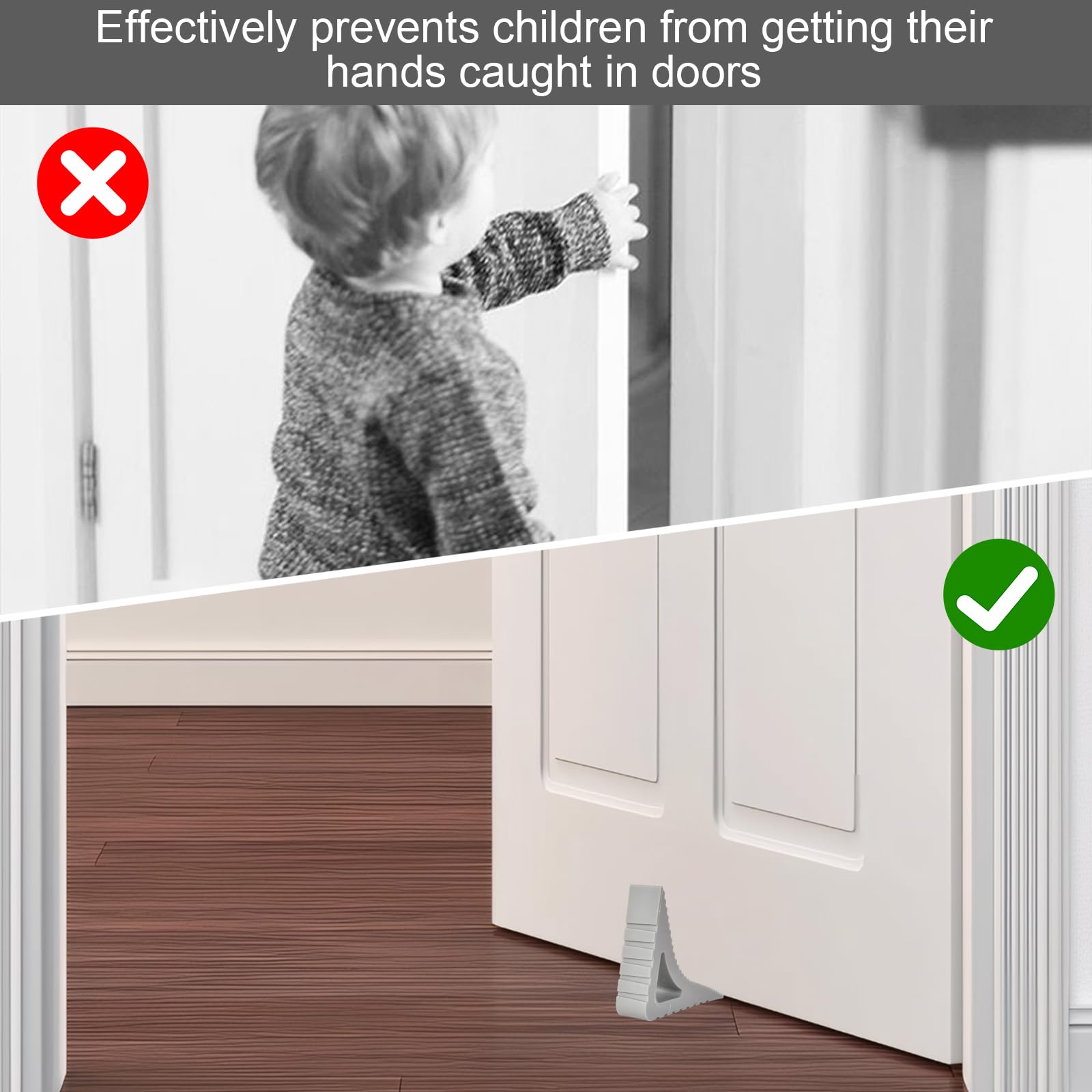 4 Stück Türkeil, Fensterstopper, Türstopper Boden, Gummi Türstopper Rutschfest, Keile Rutschfest Kratzfrei, Klinke Türklinkenpuffer für Badezimmer Küche Kinderzimmer (Weiß, Schwarz)