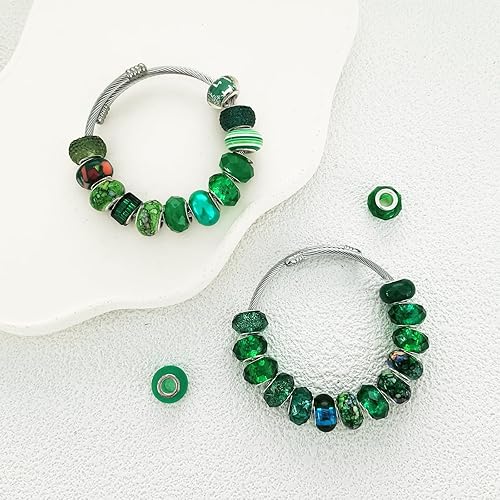 Vista 38 de Cuentas de agujero grande negro europeo para bolígrafos, 100 piezas surtidas de agujeros grandes de hadas, varita de jardín, cuentas espaciadoras