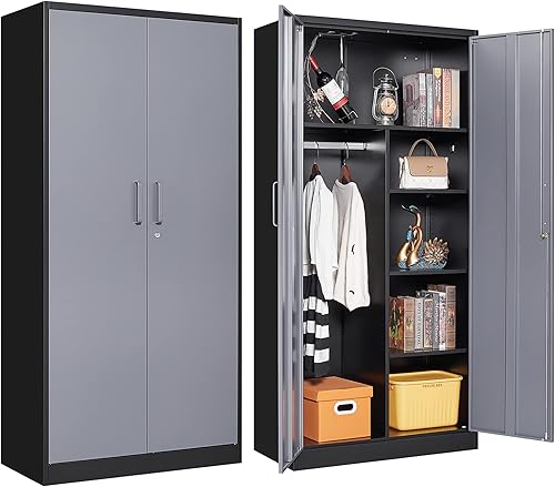 Miniatura 8 de Letaya Gabinetes de almacenamiento de metal, armarios de empleados de 72 pulgadas, armario de acero con puerta de bloqueo para oficina, hogar,