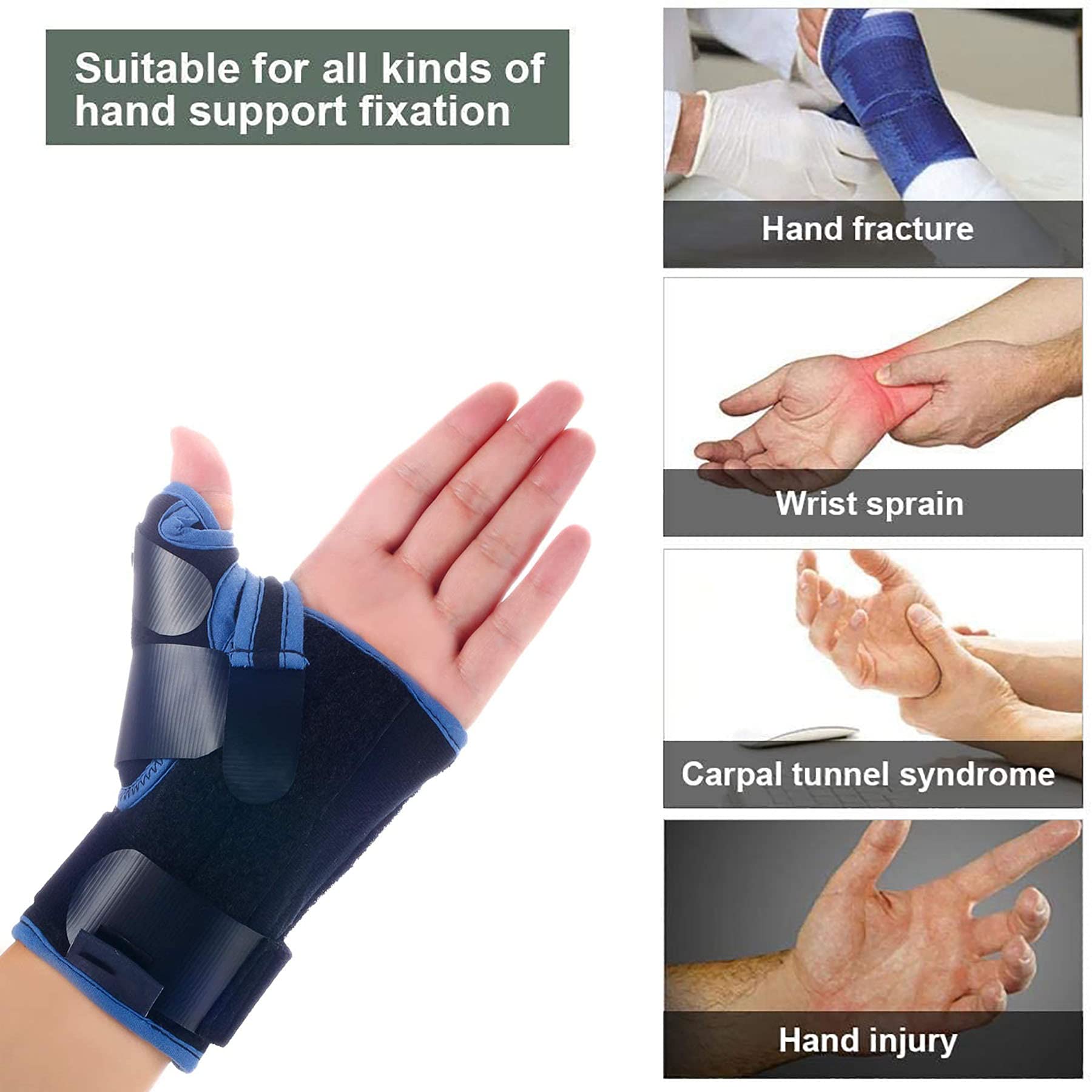 Stecca per Polso Tutore Tendinite della Mano Artrite Distorsione Lesioni Sportive Sollievo dal Dolore Supporto Regolabile Stecca Sollievo per Lesioni Polso per Tunnel Carpale,Short Left,M