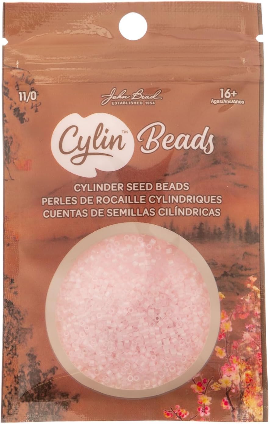 John Bead 25g Cylin Beads Light Pink Matte Macaron AB 11/0 Glass Cylindrical Seed Beads for Jewelry Bracelets Necklaces Earrings Making Embroidery