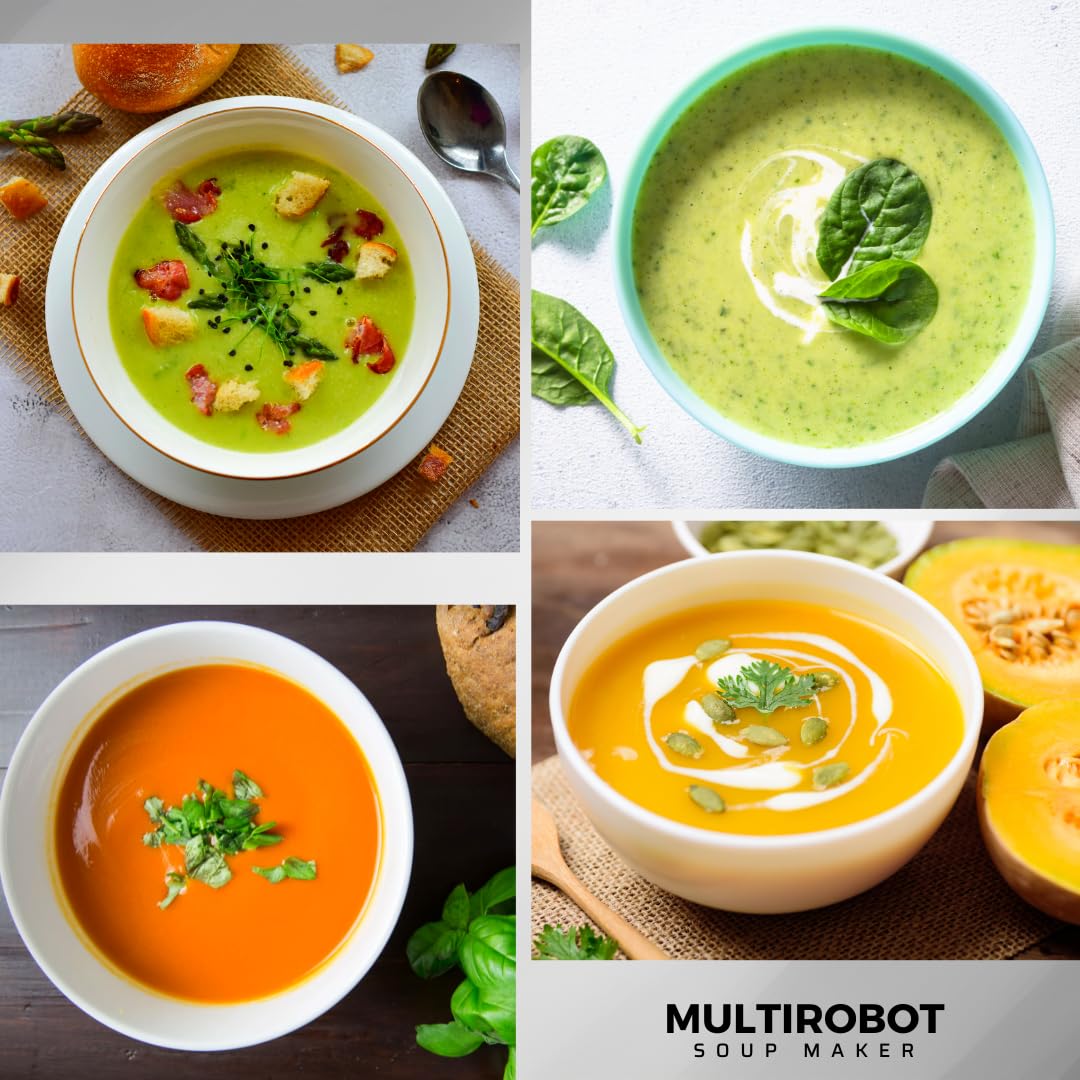 MULTI ROBOT Soupière électrique, Multifonction Blender Smoothie Maker, 1700 ml, Remuer, fouetter et cuisiner, puissant processeur alimentaire ultra-compact, Idéal pour les soupes (1 Multi Robot + Set)