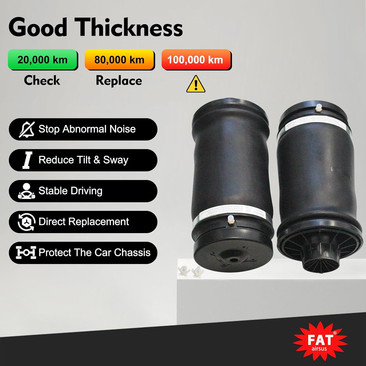 Rear Left Right Air Suspension Spring Bags Compatible with Mercedes-Benz W164 X164 W166 X166 2007-2019 GL320 GL350 GL450 GLE350 GLE450 AMG GLS450 ML350 ML450 1643200725 1643201025 1663200325