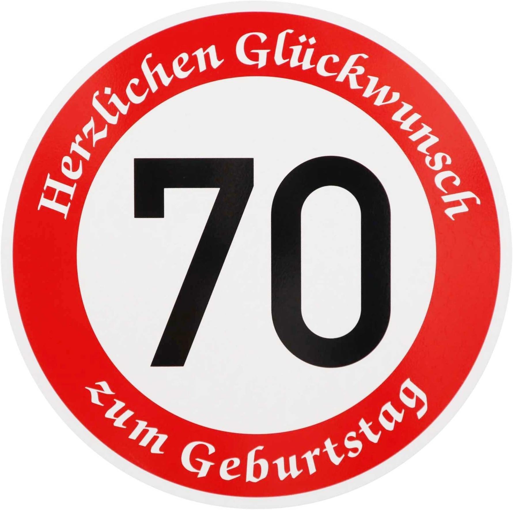 VERKEHRSSCHILD 70 GEBURTSTAG Aufkleber Verkehrszeichen Straßenschild