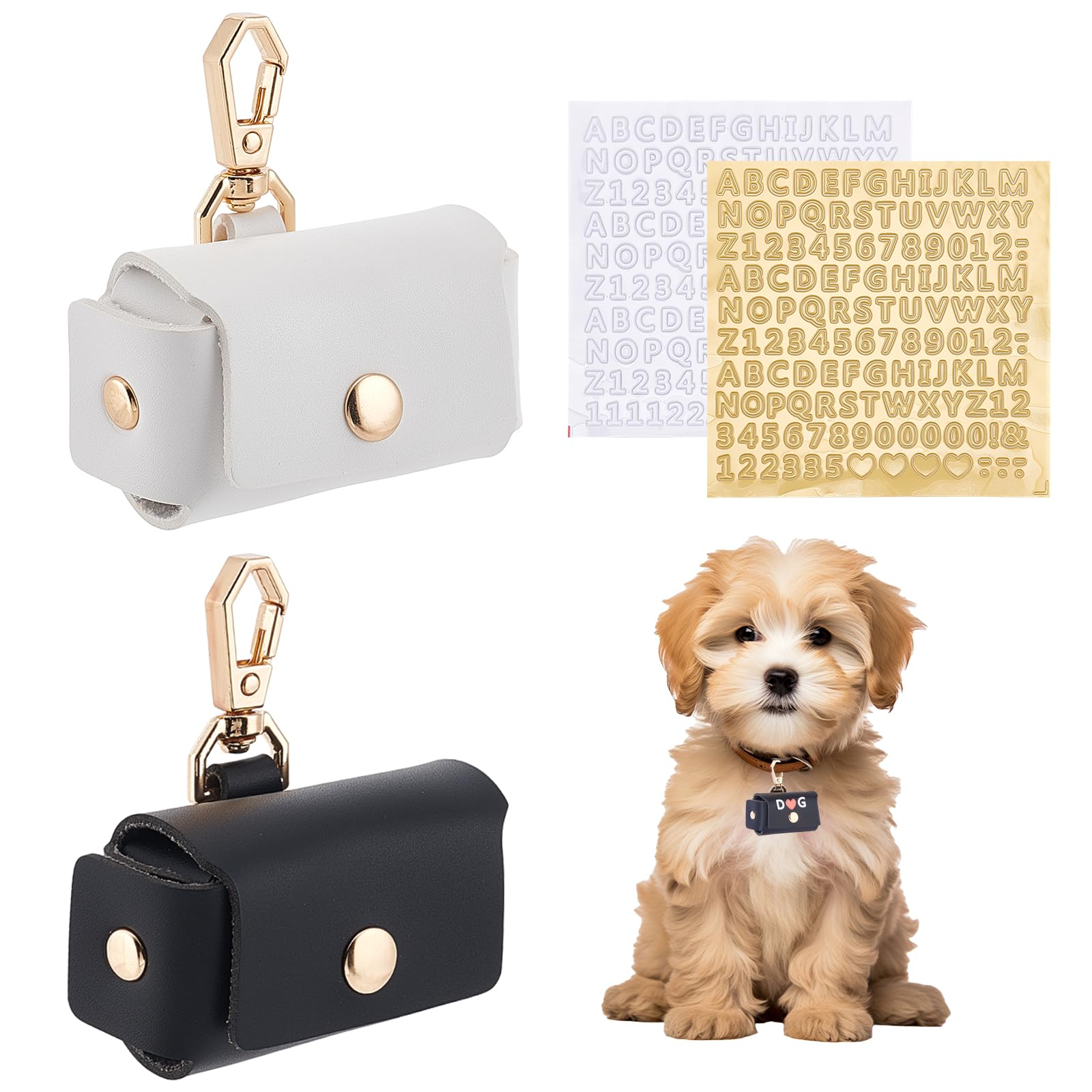 Pochette porte alliances pour collier de chien en cuir PU pour bague de couple