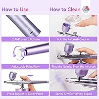 Vista 7 de SAVILAND Aerógrafo para Uñas: Creatividad Ilimitada de Arte de Uñas Kit Pro de Aerógrafo de Doble Modo Recargable Boquilla de 0.3mm Set