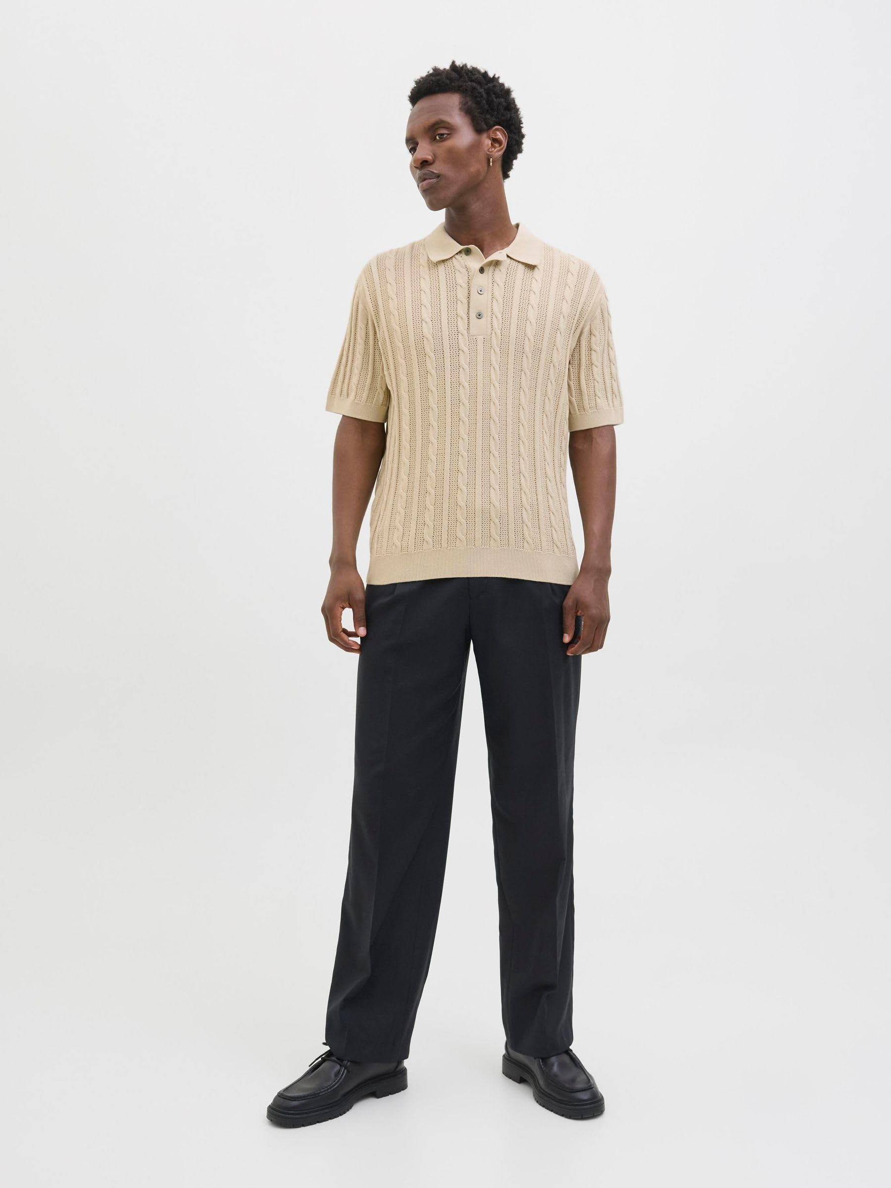 JACK & JONES Jprblamason Knit Polo SS męska koszulka polo, Silver Lining, L