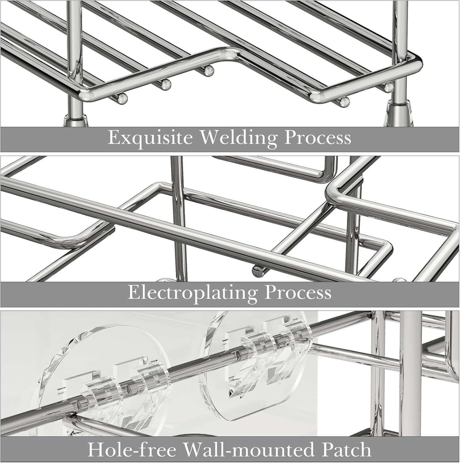 Linkidea Stainless Steel Self-Adhesive Toothbrush Holder, Countertop/Wall Mount 3 Slots Toothpaste Stand Organizer Compatible with Colgate Extra Clean, Oral-B CrossAction (Brushed Nickel)
