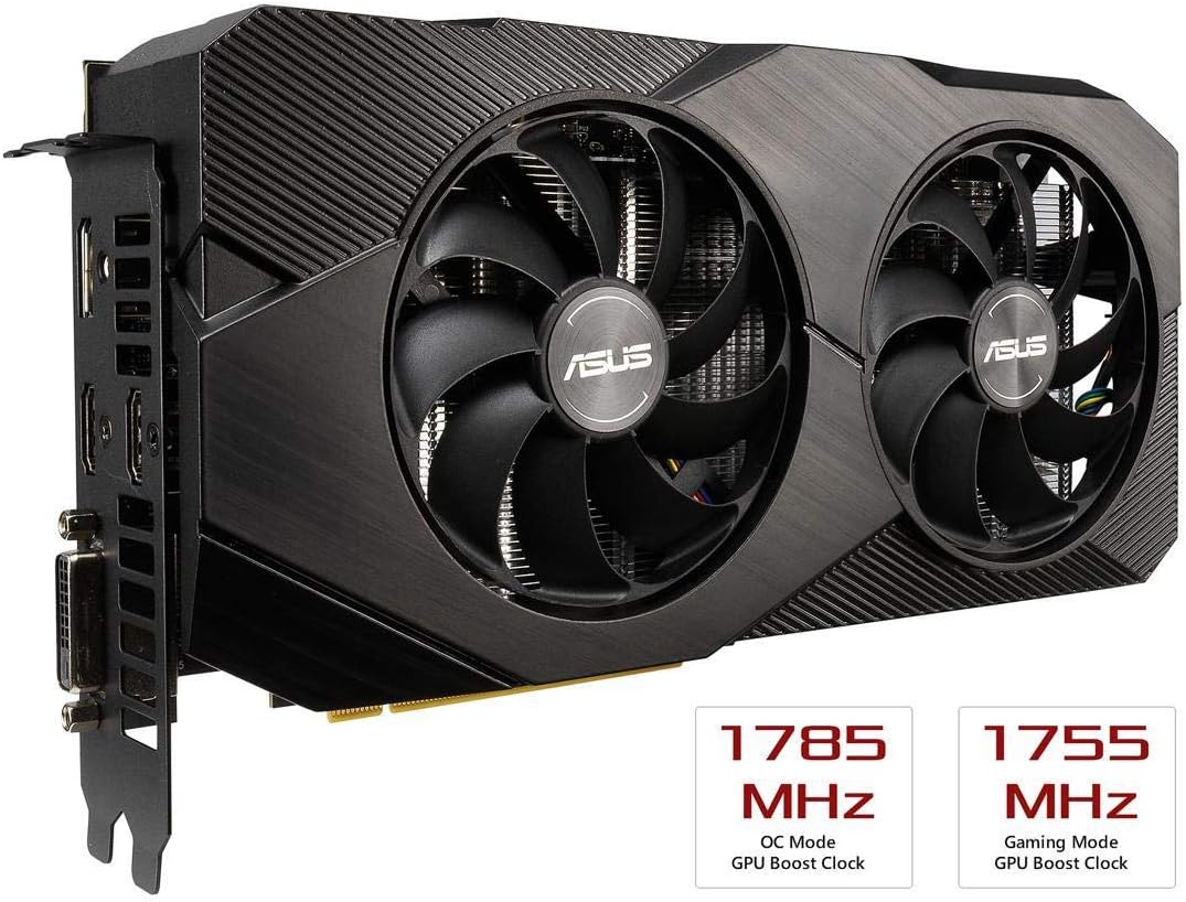 Super Big Clearance! ASUS GeForce RTX 2060 EVO OC Edition Graphics Card 6GB 192-Bit GDDR6 PCI Express 3.0 x16 HDCP Ready Dual-Fan 2X HDMI 2.0b 1x DisplayPort 1x Dual-Link DVI-I w/ Mytrix HDMI 2.1 Cable(4k@120Hz/8K@60Hz)