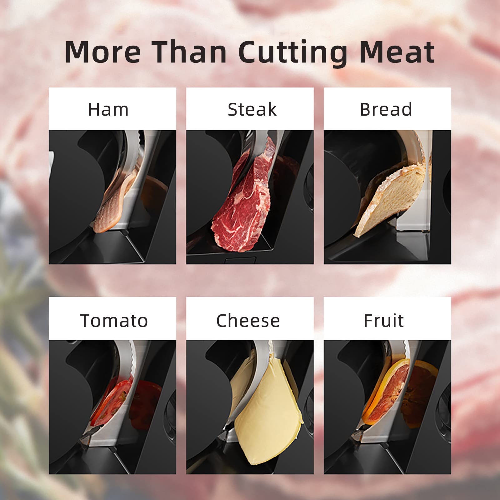 Cortador eléctrico de carne con hoja extraíble para uso doméstico, perfecto para cortar jamón, pavo, queso, pan y verduras