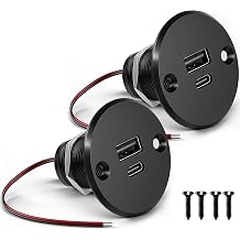 12V RV USB Outlet DC 12-24V QC & PD Charging Port 24W High-speed Charging Socket, Flush Mount USB Fast Aluminum Charger for Camper Car Boat Truck Drill Hole 7/8-inch Screw Mount*2