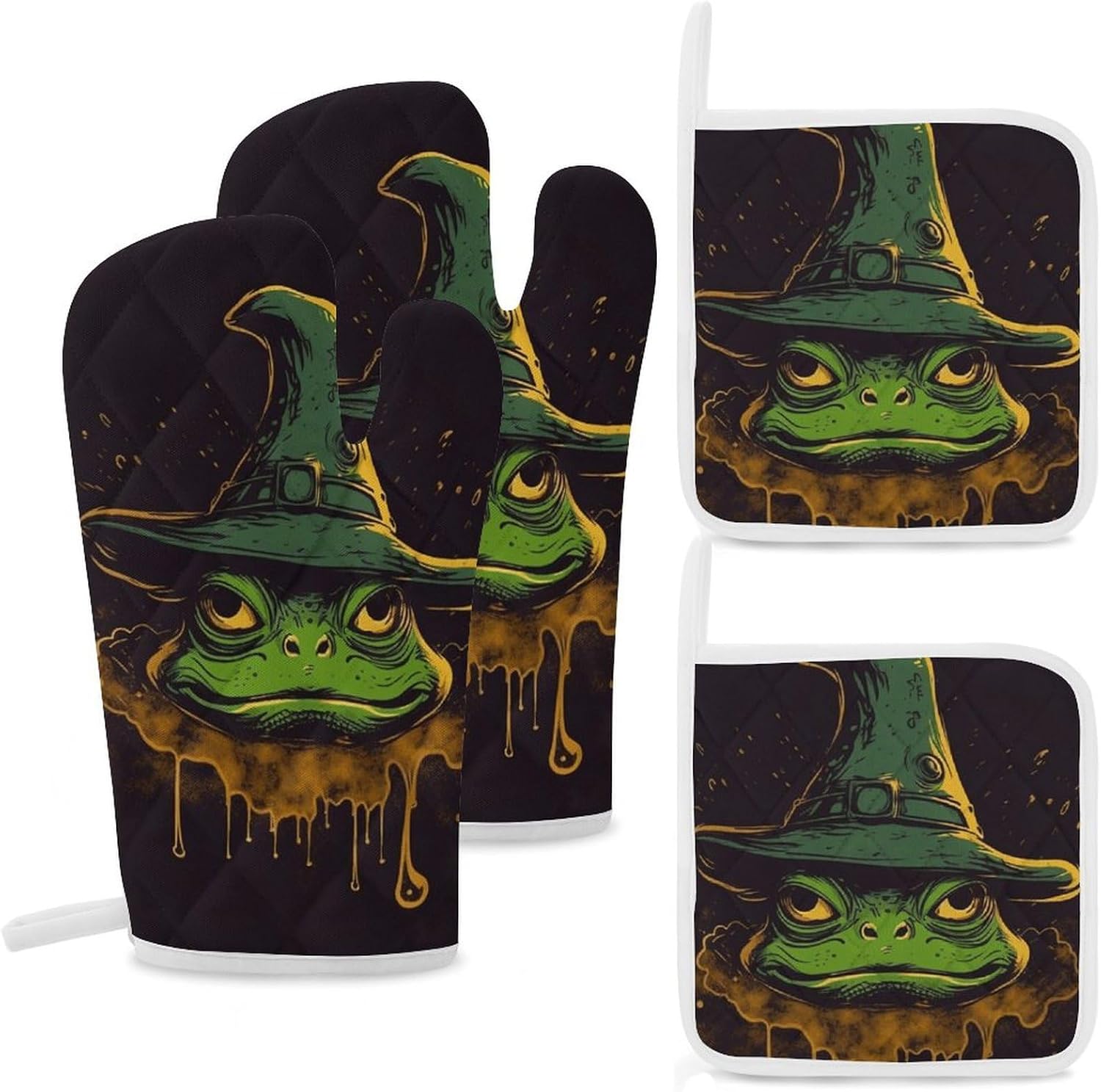 Oven Mitts Pot Holders Kitchen Frog Avatar Heat Resistant Oven Glove for Baking and Cooking